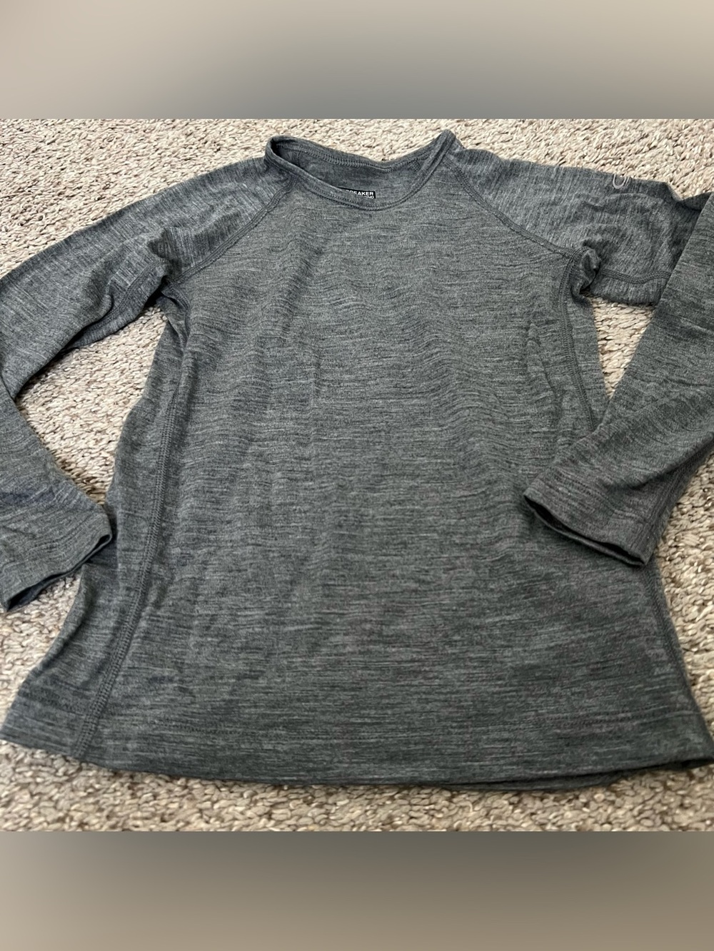 Icebreaker Charcoal Gray 100% Merino Wool 200 Crewneck Top Kids Size 6